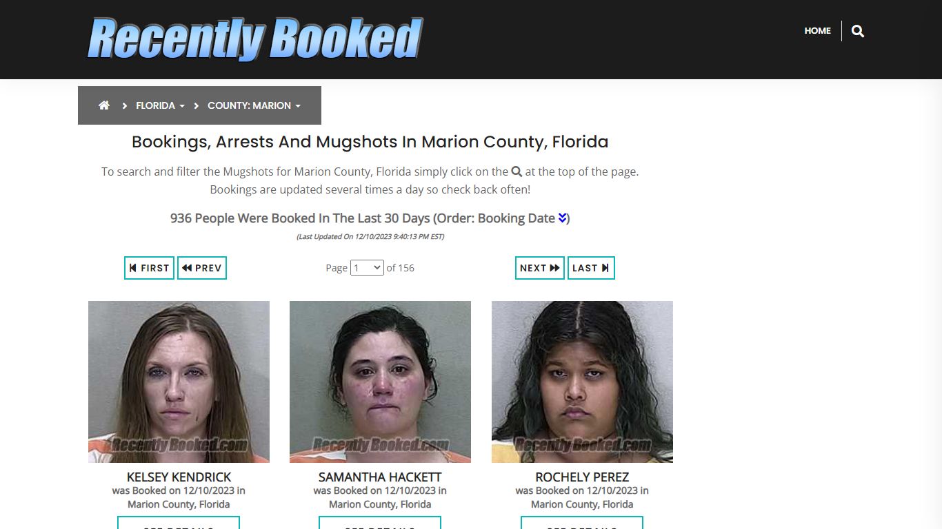 Recent bookings, Arrests, Mugshots in Marion County, Florida